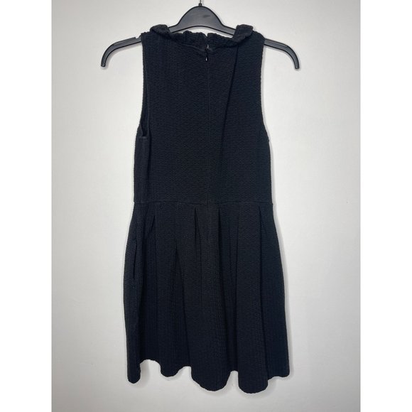 Anthropologie Ganni Pinnacle Textured Sleeveless High Ruffle Neck Fit Flare Dres - Picture 8 of 12